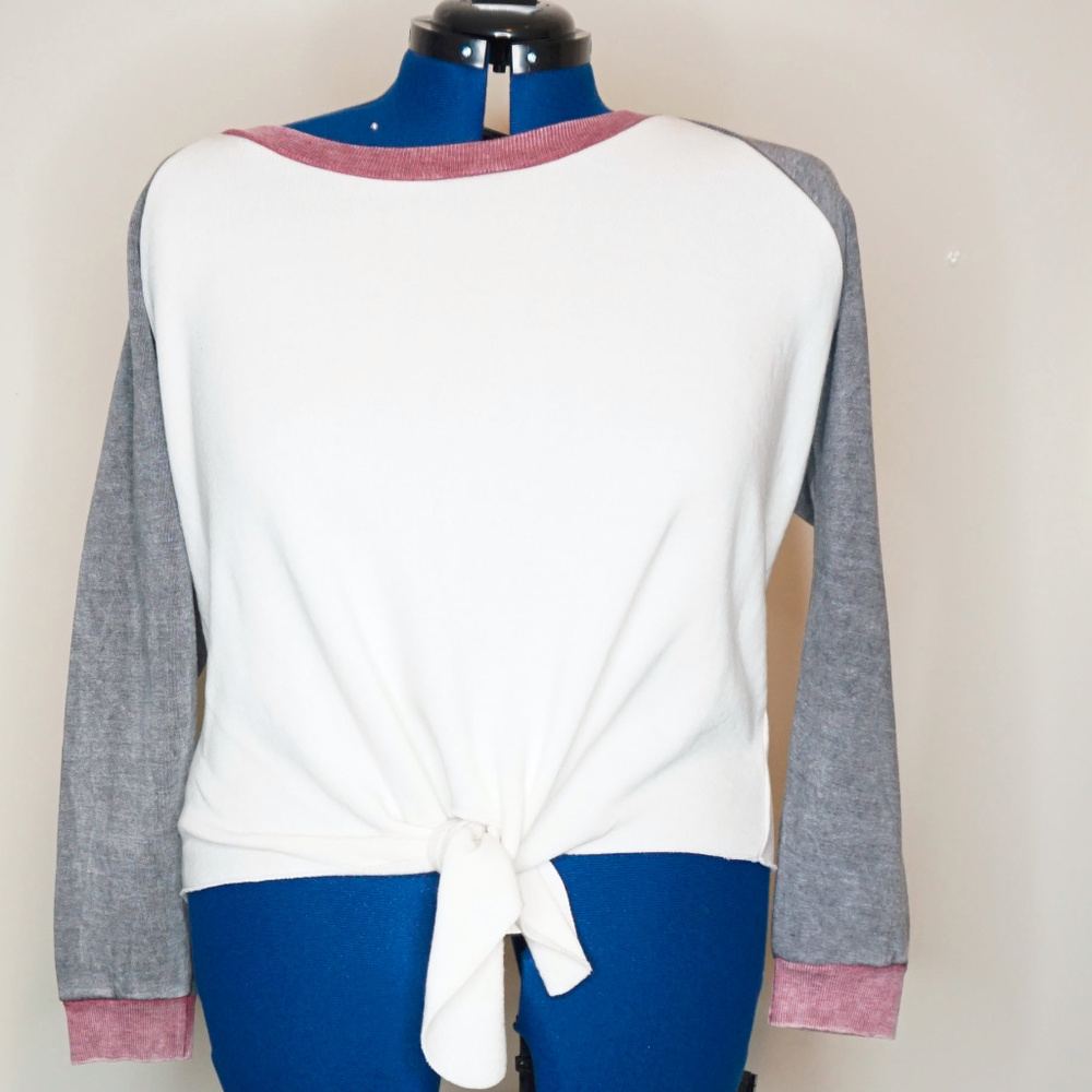 Ocean Drive tied hem baseball tee sweatshirt *NWT*